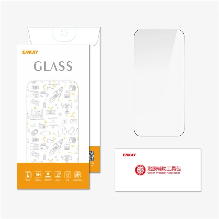 Protezione schermo in vetro ad alta durezza 9H in alluminio-silicio per iPhone 15 Pro ENKAY HAT PRINCE