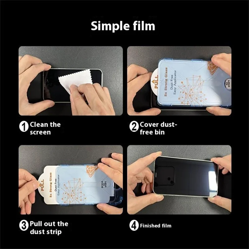 MOCOLO 50Pcs For iPhone 16 Pro Screen Protector Silk Printing Tempered Glass Film with Easy Installation Tool - Black