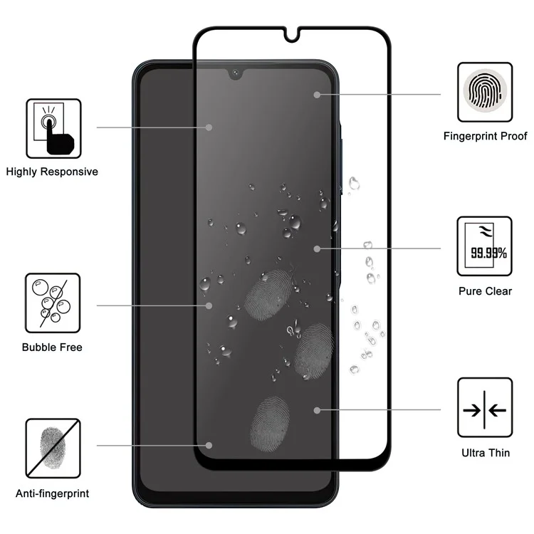For Samsung Galaxy A06 4G / A06 5G AGC Glass Screen Protector Full Glue Black Edge Screen Film