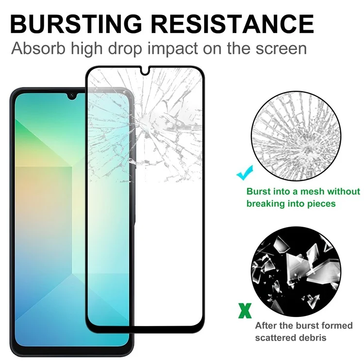 For Samsung Galaxy A06 4G / A06 5G AGC Glass Screen Protector Full Glue Black Edge Screen Film