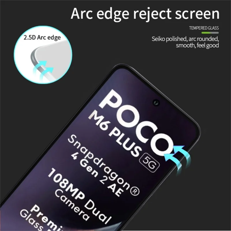 MOFI JK Series-1 Pour Xiaomi Poco M6 Plus 5G Protecteur Plein Écran Anti-Explosion 9H Dureté