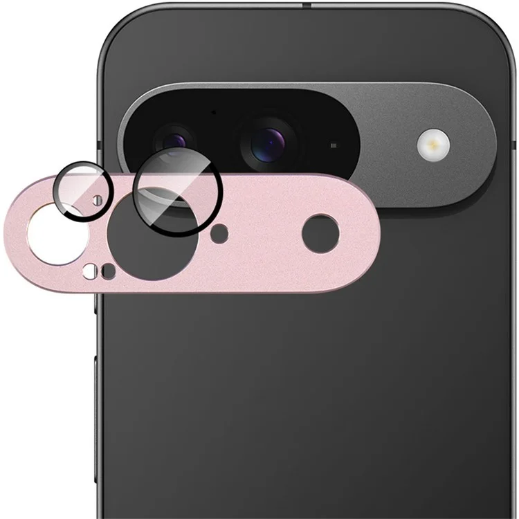 IMAK Pour Google Pixel 9 Camera Lens Film Metal Lens Cap + Protecteur D'objectif en Verre Trempé - Rose
