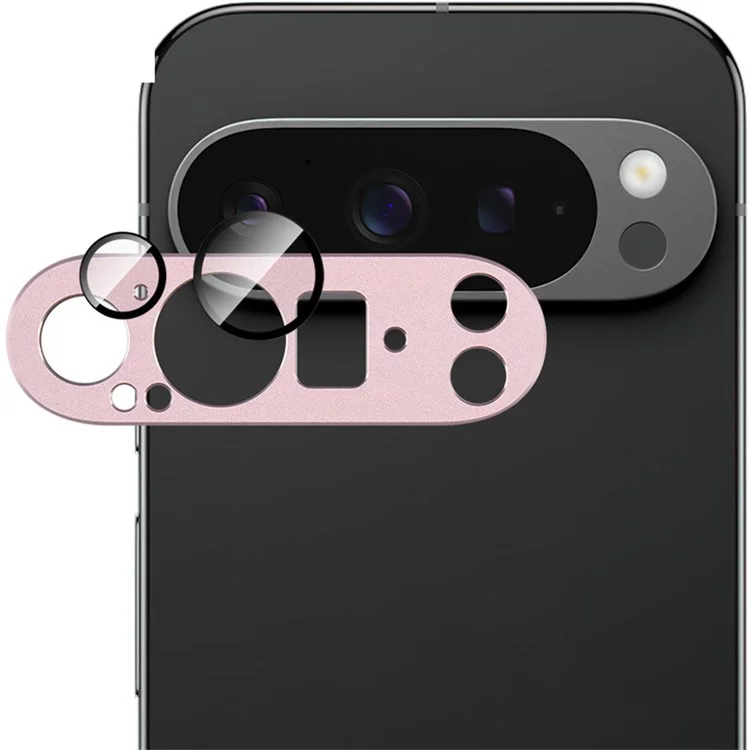 IMAK For Google Pixel 9 Pro Camera Lens Film Metal Lens Cap+Tempered Glass Lens Protector - Pink