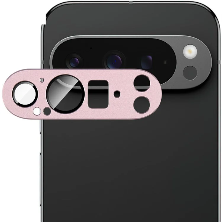 IMAK For Google Pixel 9 Pro XL Camera Lens Film Metal Lens Cap+Tempered Glass Lens Protector - Pink