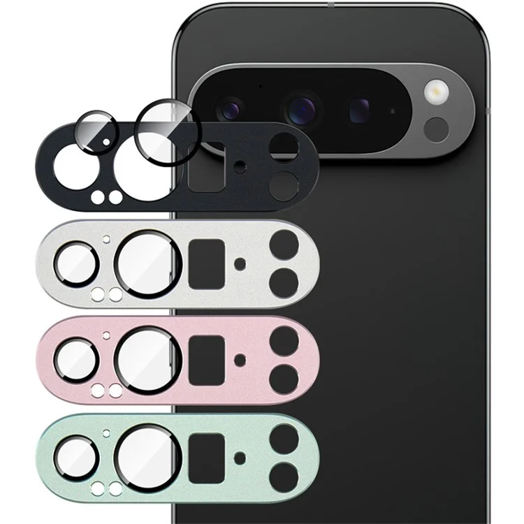 IMAK For Google Pixel 9 Pro XL Camera Lens Film Metal Lens Cap+Tempered Glass Lens Protector - Pink