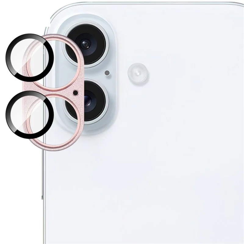 IMAK Für iPhone 16 Plus / 16 Kameraobjektiv-Film Metalllinsenkappe + Gehärtetes Glas-Linsenschutz - Pink
