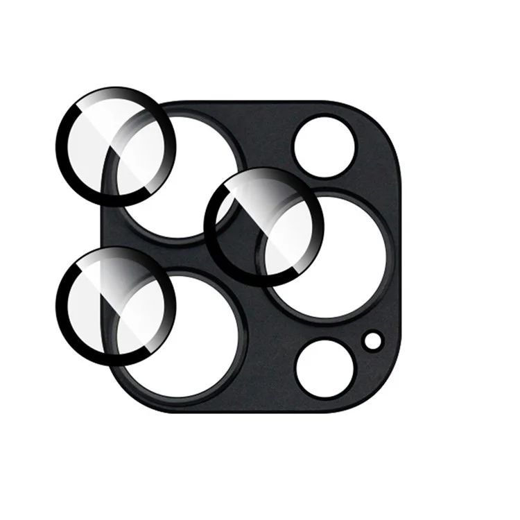IMAK для iPhone 16 Pro Max / 16 Pro Camera Lens Film Metal Lens Cap+Tempered Glass Lens Protector - Черный