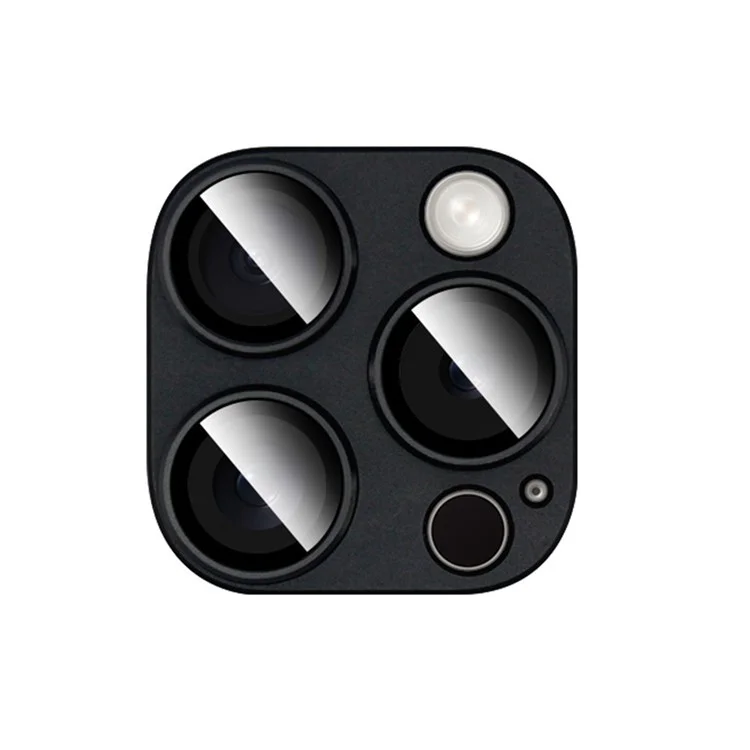 IMAK для iPhone 16 Pro Max / 16 Pro Camera Lens Film Metal Lens Cap+Tempered Glass Lens Protector - Черный