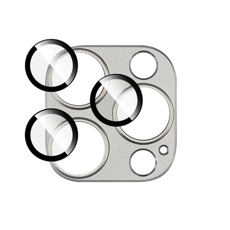 IMAK For iPhone 16 Pro Max / 16 Pro Camera Lens Film Metal Lens Cap+Tempered Glass Lens Protector - Grey