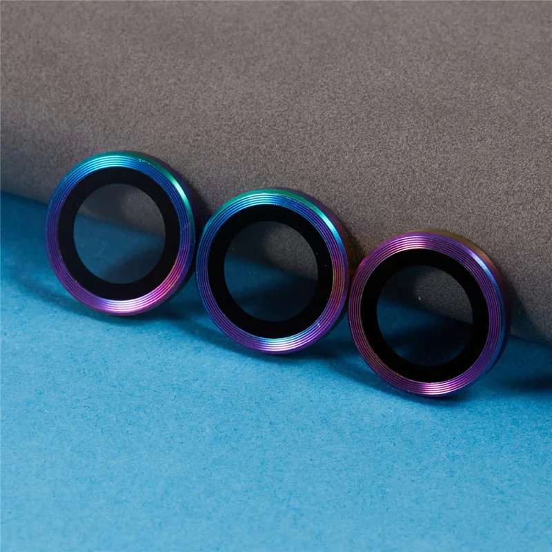 Para Iphone 16 Pro / 16 Pro Max Camera Lente Protector CD Venas Ring de Metal Película de Vidrio Templado - Multicolor