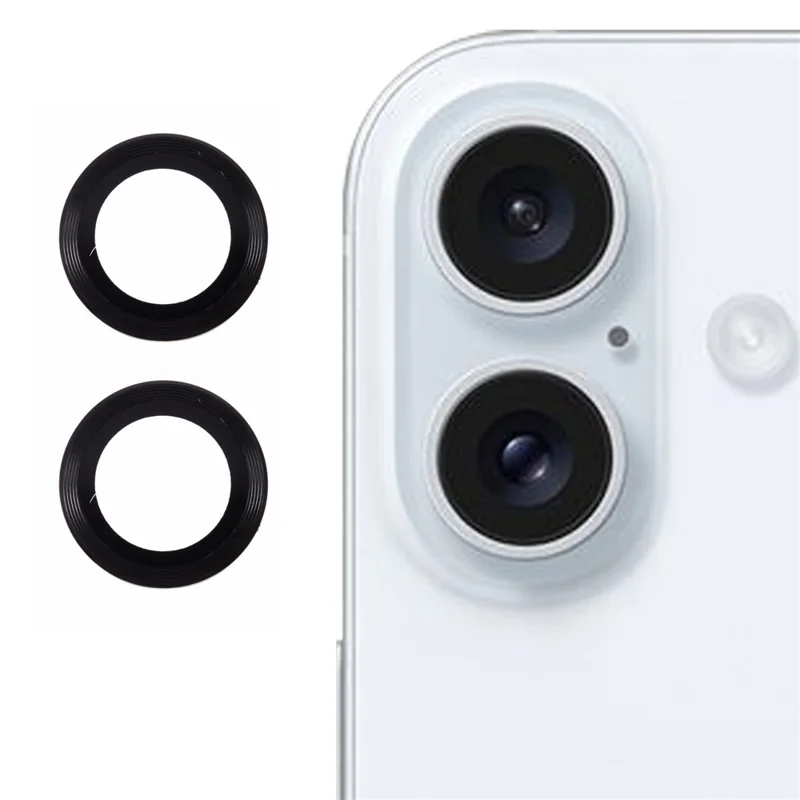 Pour Iphone 16 / 16 Plus Camera Lens Protector Veins CD Film en Verre Trempé en Métal - Noir