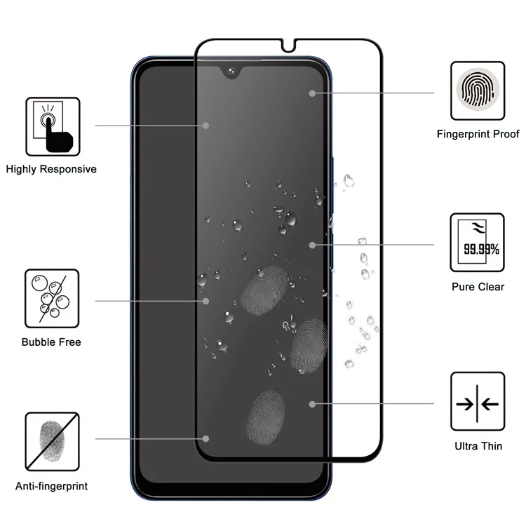 Для Xiaomi Poco C75 4G / Redmi 14R 5G / 14C 4G AGC Glass Screen Protector Full Glue Black Edge Screen Film