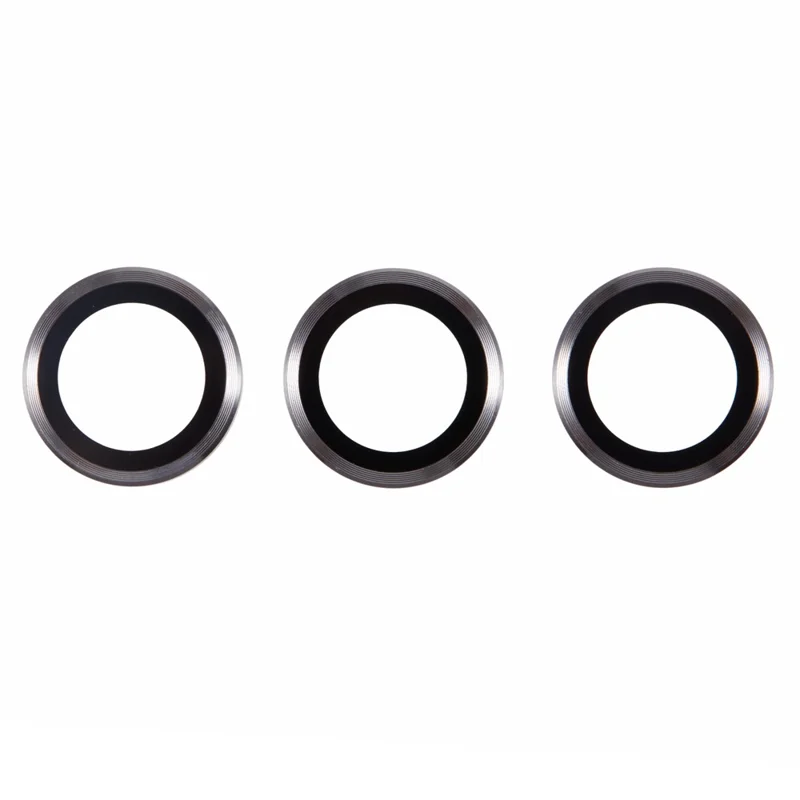 For iPhone 16 Pro Max / 16 Pro Camera Lens Protector Metal Ring Tempered Glass Film - Titanium Grey