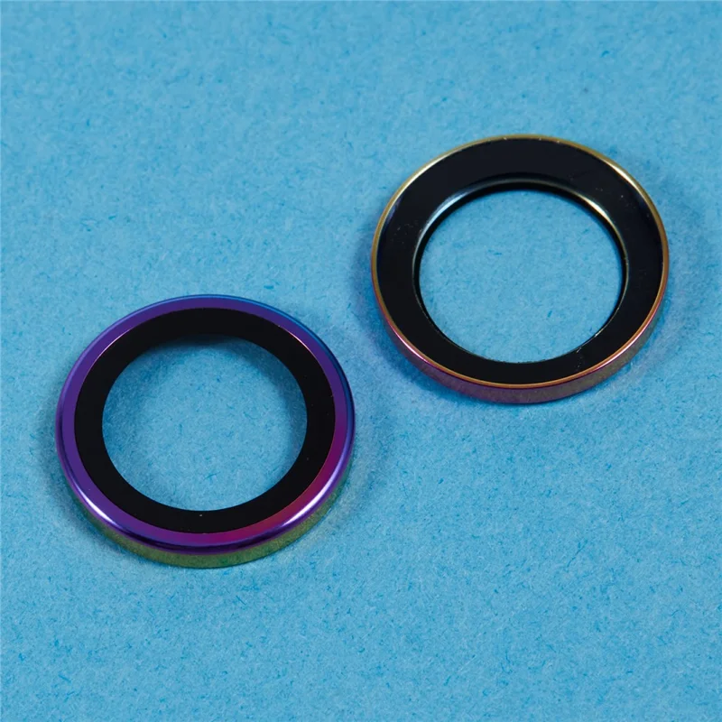 For iPhone 16 Plus / 16 Camera Lens Protector Metal Ring Tempered Glass Film - Multi-Color
