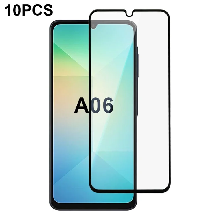 10Pcs For Samsung Galaxy A06 4G / A06 5G Screen Protector Silk Printing Edge Full Glue Complete Covering