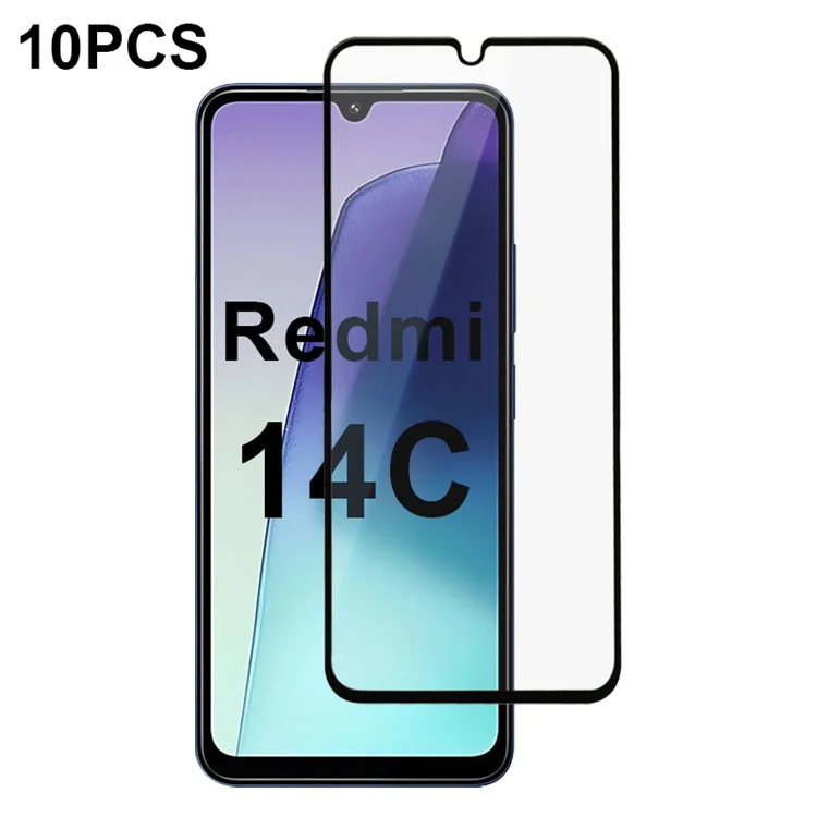 10pcs Pour Xiaomi Redmi 14c 4G Protecteur Protecteur Printing Edge Full Glue Couvre