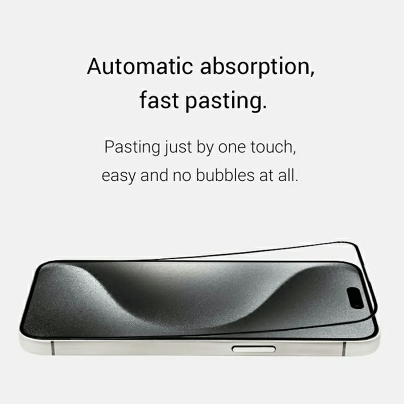 Kzdoo Pour Iphone 16 Pro Fulle Glue Temperred Screen Protector Full Coverage Silk Printing Glass Film