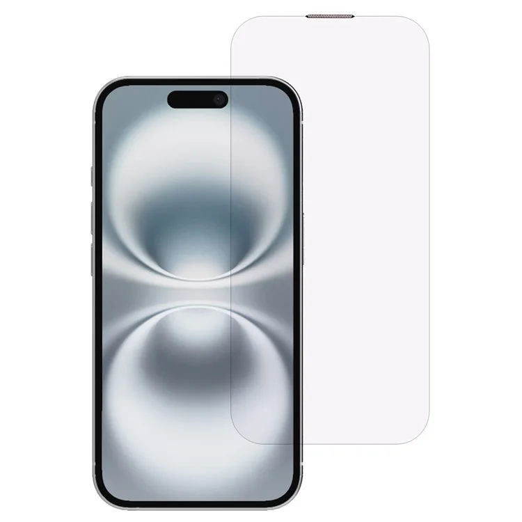 For iPhone 16 Screen Protector Crystal Clear Purple Light Tempered Glass Film Built-In Dust-Proof Mesh