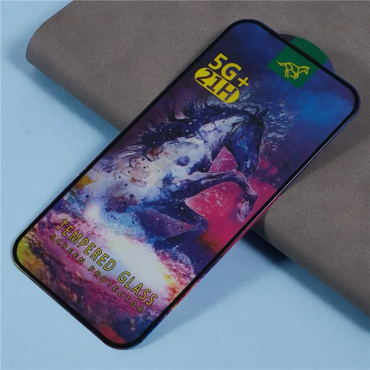 Para Iphone 16 Pro Max Screen Protector Boce Arc Edge de Seda Impresión Película de Vidrio Templado Mesh Incorporado a Prueba de Polvo