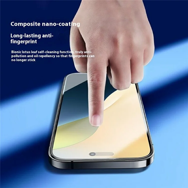 ROCK Para iPhone 16 Pro Protector de Pantalla Anti-Espía Impresión Seda Cobertura Completa Alta Vidrio Aluminio-Silicio Film