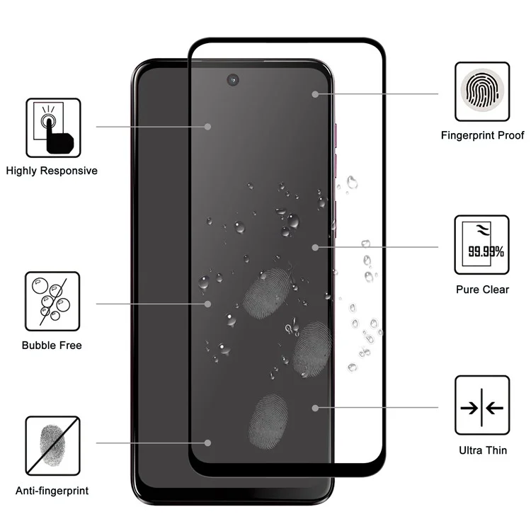 Para Motorola Moto G55 5G AGC Glass Screen Protector Full Glue Black Edge Screen Film