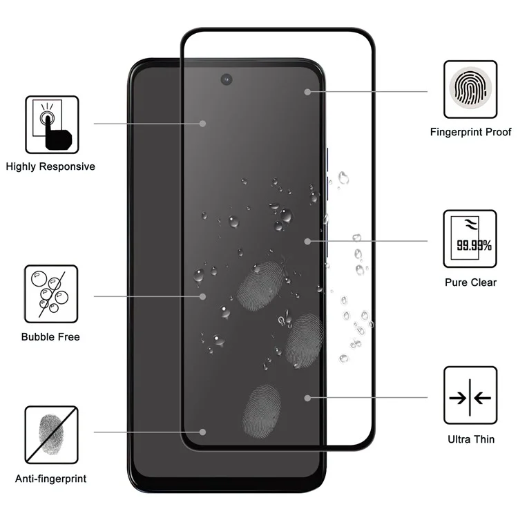 Per Motorola Moto G45 5G AGC Schermo Protector Full Screen Film Black Edge Screen Film
