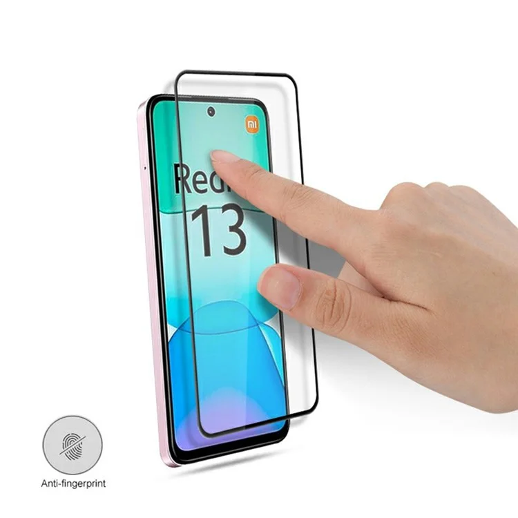MOCOLO Pour Xiaomi Redmi 13 5G / 4G Protecteur d'écran Anti-Cassure Impression Soie Verre Trempé - Noir