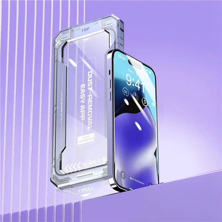 Protector de pantalla de vidrio templado con estampado de seda para iPhone 16 Pro, sin polvo