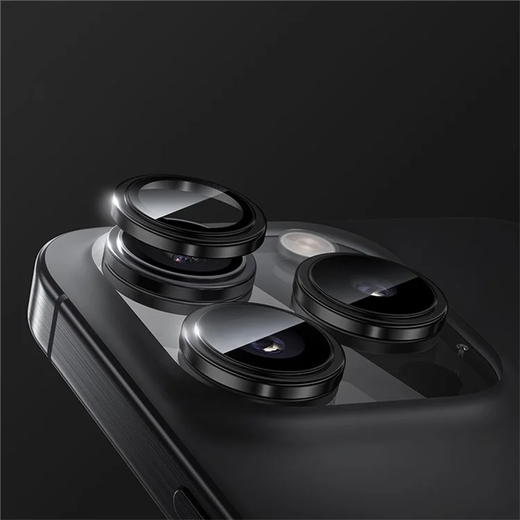 Бенкс 1 Набор Для Iphone 16 Pro Max / 16 Pro Corning Gorilla Glass Camera Lens Lens Lens с Рамкой Алюминиевого Сплава - Черный