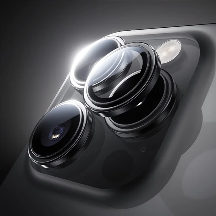 Бенкс 1 Набор Для Iphone 16 Pro Max / 16 Pro Corning Gorilla Glass Camera Lens Lens Lens с Рамкой Алюминиевого Сплава - Черный