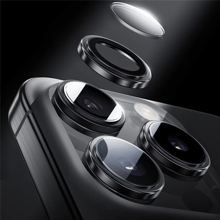 Бенкс 1 Набор Для Iphone 16 Pro Max / 16 Pro Corning Gorilla Glass Camera Lens Lens Lens с Рамкой Алюминиевого Сплава - Черный