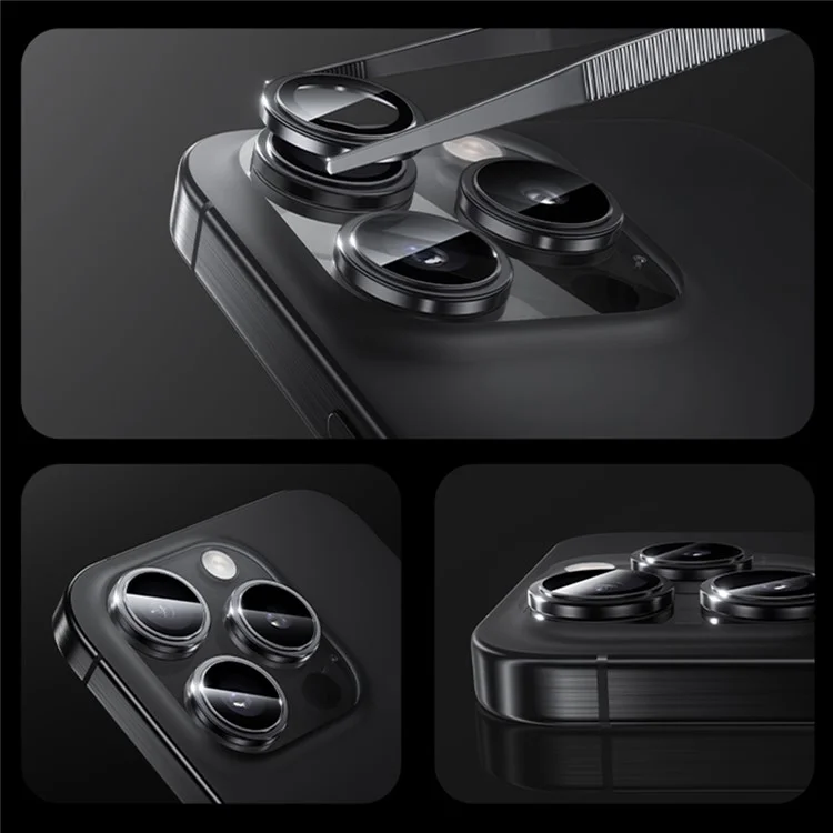 Бенкс 1 Набор Для Iphone 16 Pro Max / 16 Pro Corning Gorilla Glass Camera Lens Lens Lens с Рамкой Алюминиевого Сплава - Черный