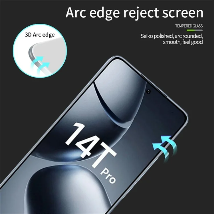 PINWUYO JK 3D Закаленная стеклянная пленка Серия-2 для Xiaomi 14T / 14T Pro Защитная пленка для экрана 9H Твердость Ультраяркий