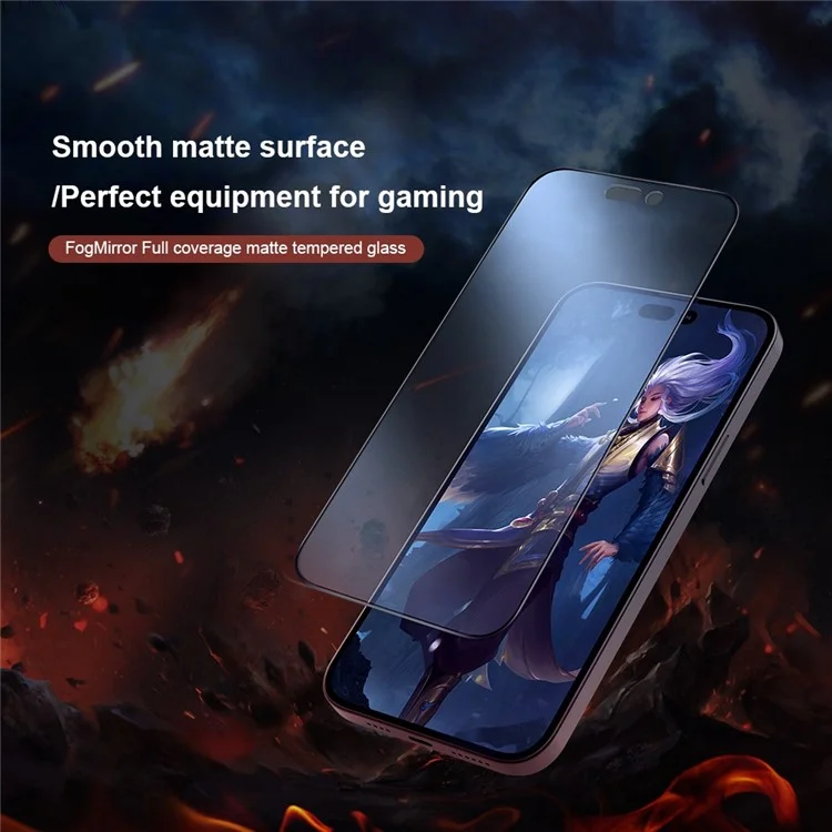 NILLKIN Anti-glare Screen Protector for iPhone 14 Pro Max, FogMirror Series Full Coverage Anti-scratch Matte Tempered Glass Film