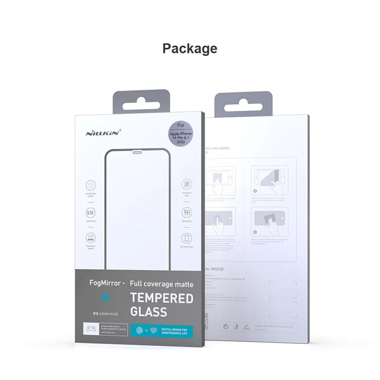 NILLKIN Screen Protector for iPhone 14 Pro, FogMirror Series Anti-explosion Full Coverage Matte Tempered Glass Film