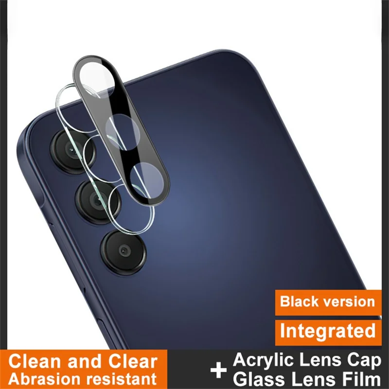 IMAK pour Samsung Galaxy A16 5G / A16 4G Tempered Glass Lens Film+Acrylic Cap (Version Noire)