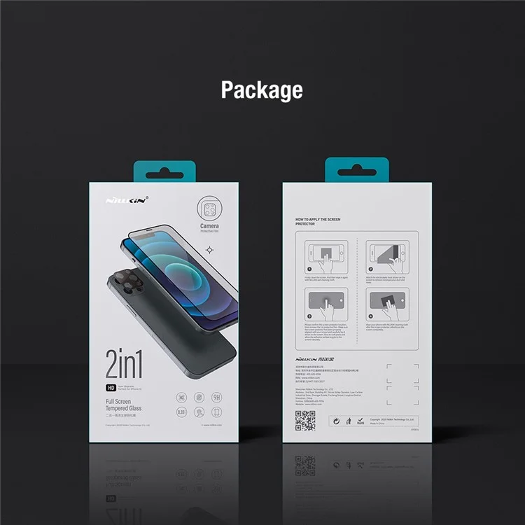 NILLKIN For iPhone 14 Pro Max 2 in 1 Full Screen Sensitive Touch Shatterproof Edge HD AGC Glass Tempered Glass Screen Protector with Camera Film