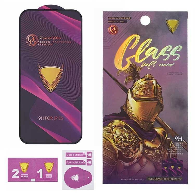 For iPhone 15 Tempered Glass Full Screen Protector 9H Hardness