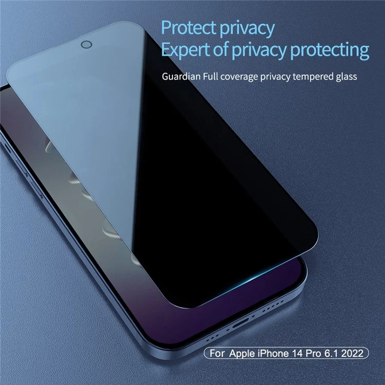 NILLKIN Privacy Screen Protector for iPhone 14 Pro, Full Coverage Anti-Spy Anti-scratch Tempered Glass Film