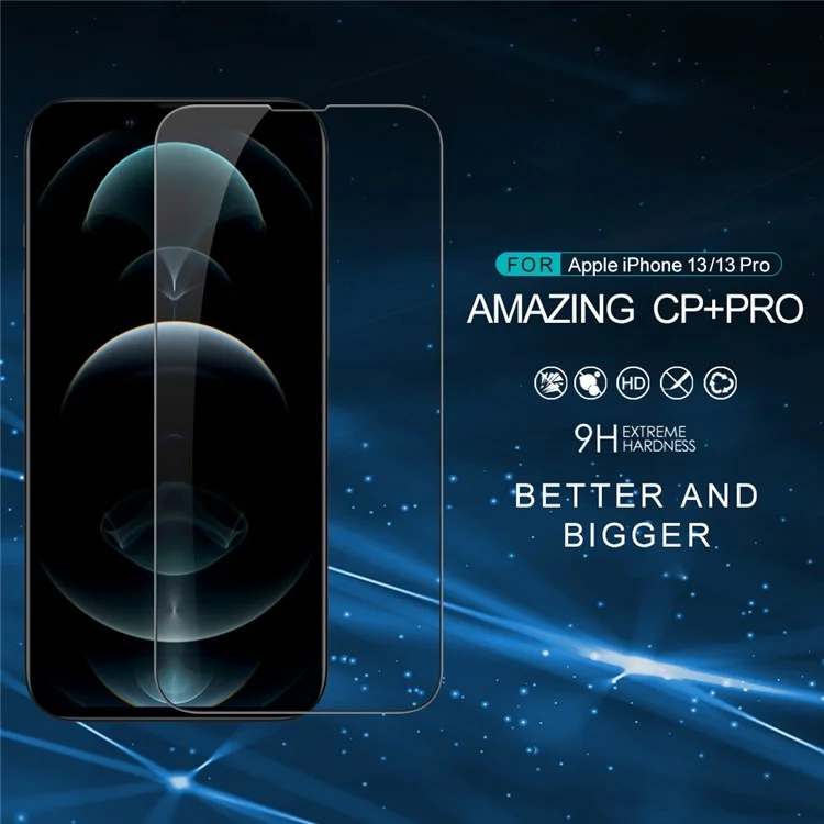 NILLKIN CP+PRO pour iPhone 14 6.1 pouces Protecteur d'écran en verre trempé AGC HD clair Couverture complète 9H Dureté Résistant aux rayures Film