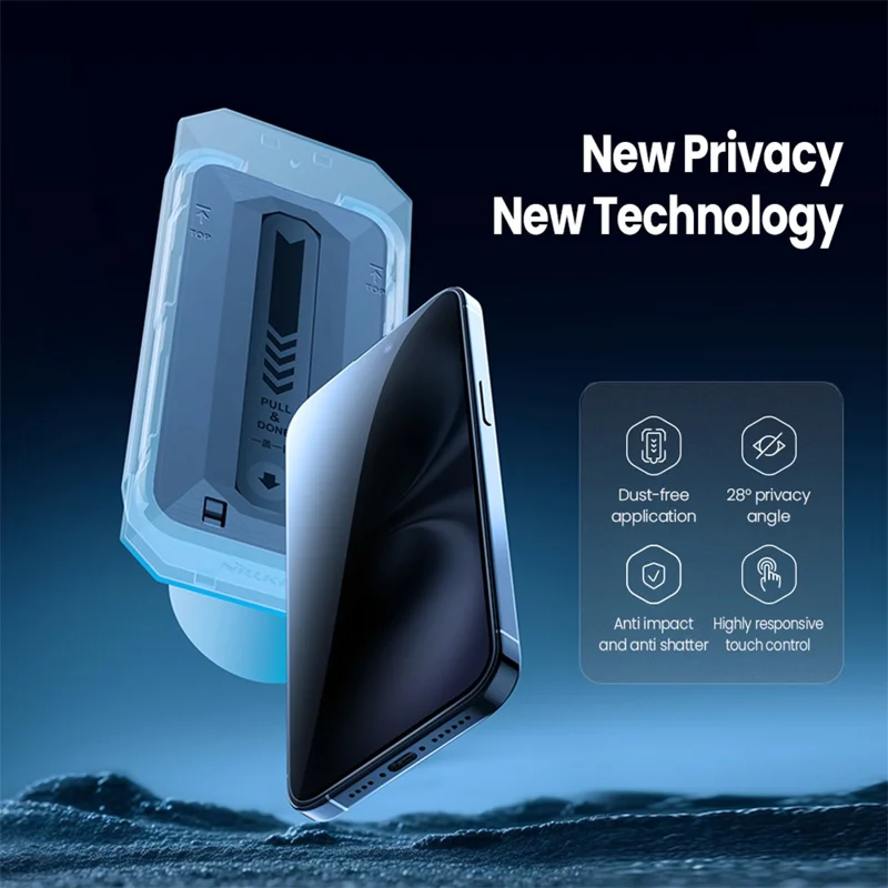 Nillkin Para Iphone 16 Plus Anti-Peep Screen Protector Anti-arranhão AGC Glass Film em Tela Cheia
