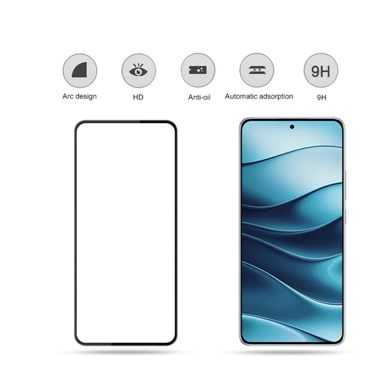 MOCOLO For Xiaomi Redmi Note 14 5G Screen Protector Anti-Shatter Silk Printing Tempered Glass Film - Black