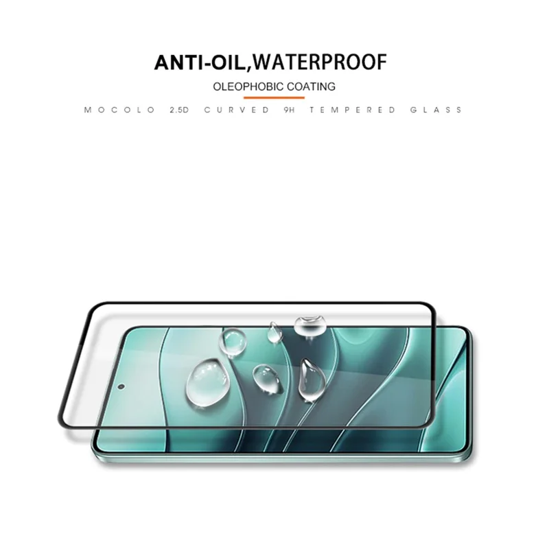 MOCOLO For Xiaomi Redmi Note 14 5G Screen Protector Anti-Shatter Silk Printing Tempered Glass Film - Black