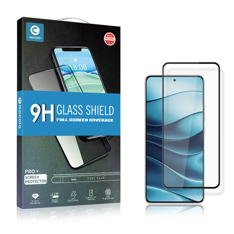 MOCOLO For Xiaomi Redmi Note 14 5G Screen Protector Anti-Shatter Silk Printing Tempered Glass Film - Black