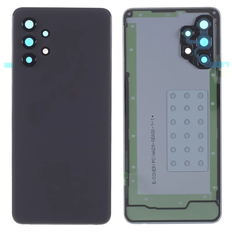 For Samsung Galaxy A32 4G (EU Version) A325 Battery Housing with Adhesive Sticker + Camera Lens Cover (Without Logo) - Black
