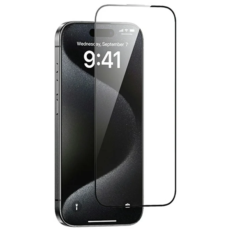 USAMS BH898 For iPhone 16 Pro Full Screen Protector 0.33mm Silk Printing Tempered Glass Film