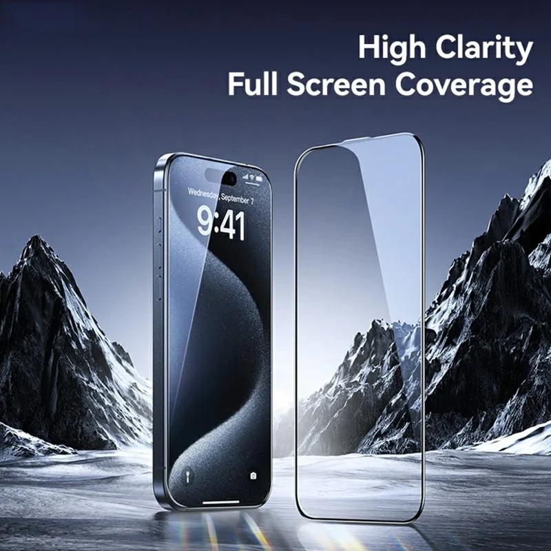 USAMS BH898 For iPhone 16 Pro Full Screen Protector 0.33mm Silk Printing Tempered Glass Film