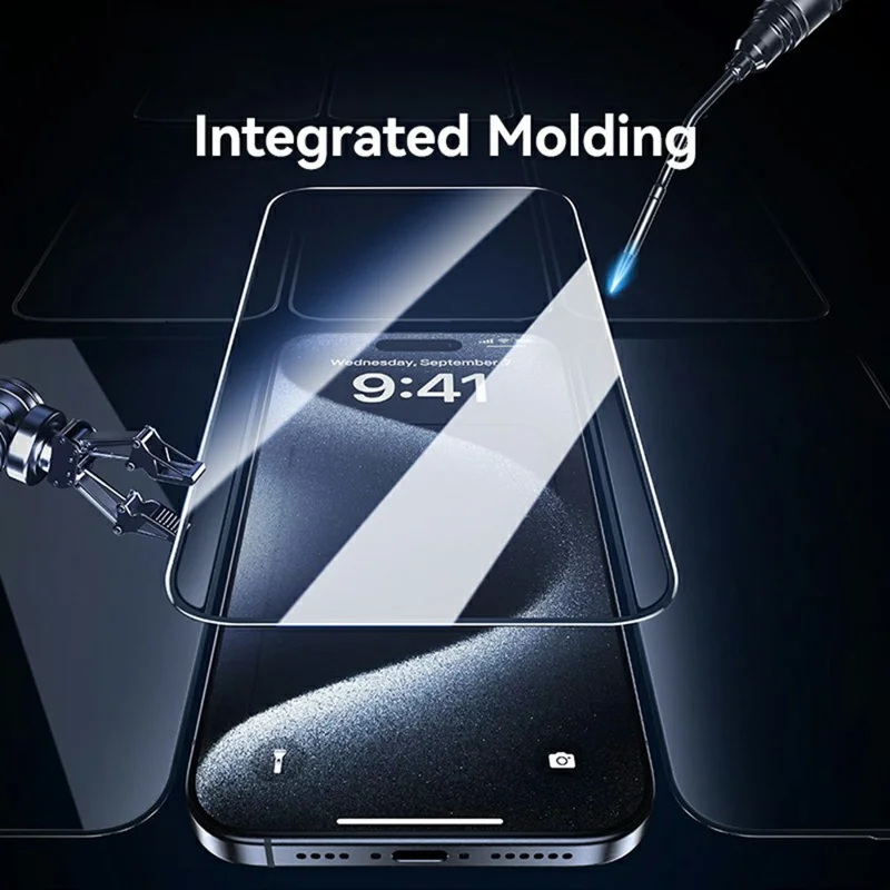 USAMS BH898 For iPhone 16 Pro Full Screen Protector 0.33mm Silk Printing Tempered Glass Film