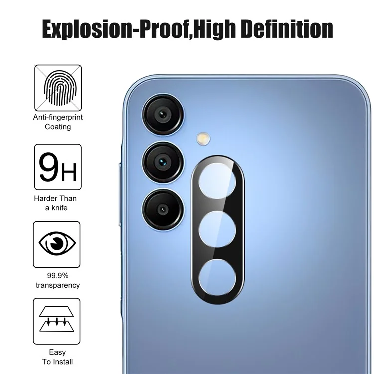 Para Samsung Galaxy A16 5G / A16 4G Protetor de Lente da Câmera Vidro Temperado Preto Película de Lente