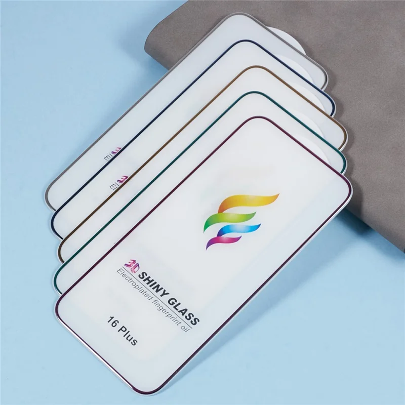 For iPhone 16 Plus / 15 Plus Tempered Glass Screen Protector 3D Curved Edge Electroplated Colored Frame - Gold